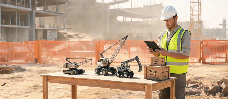 Crane fleet selector at construction site