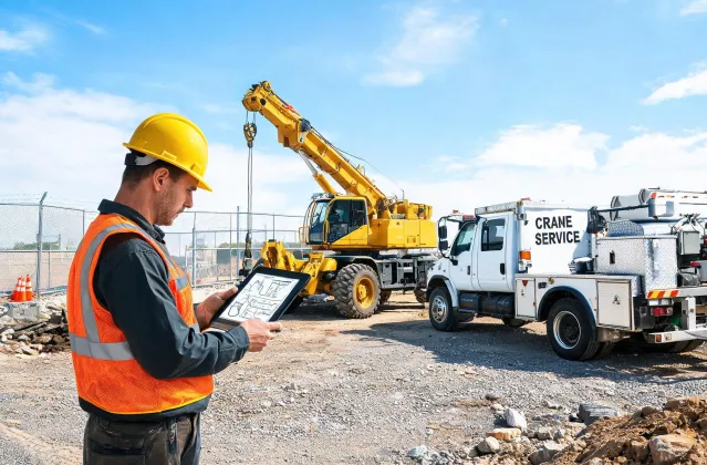 Site supervisor reviewing crane service plan